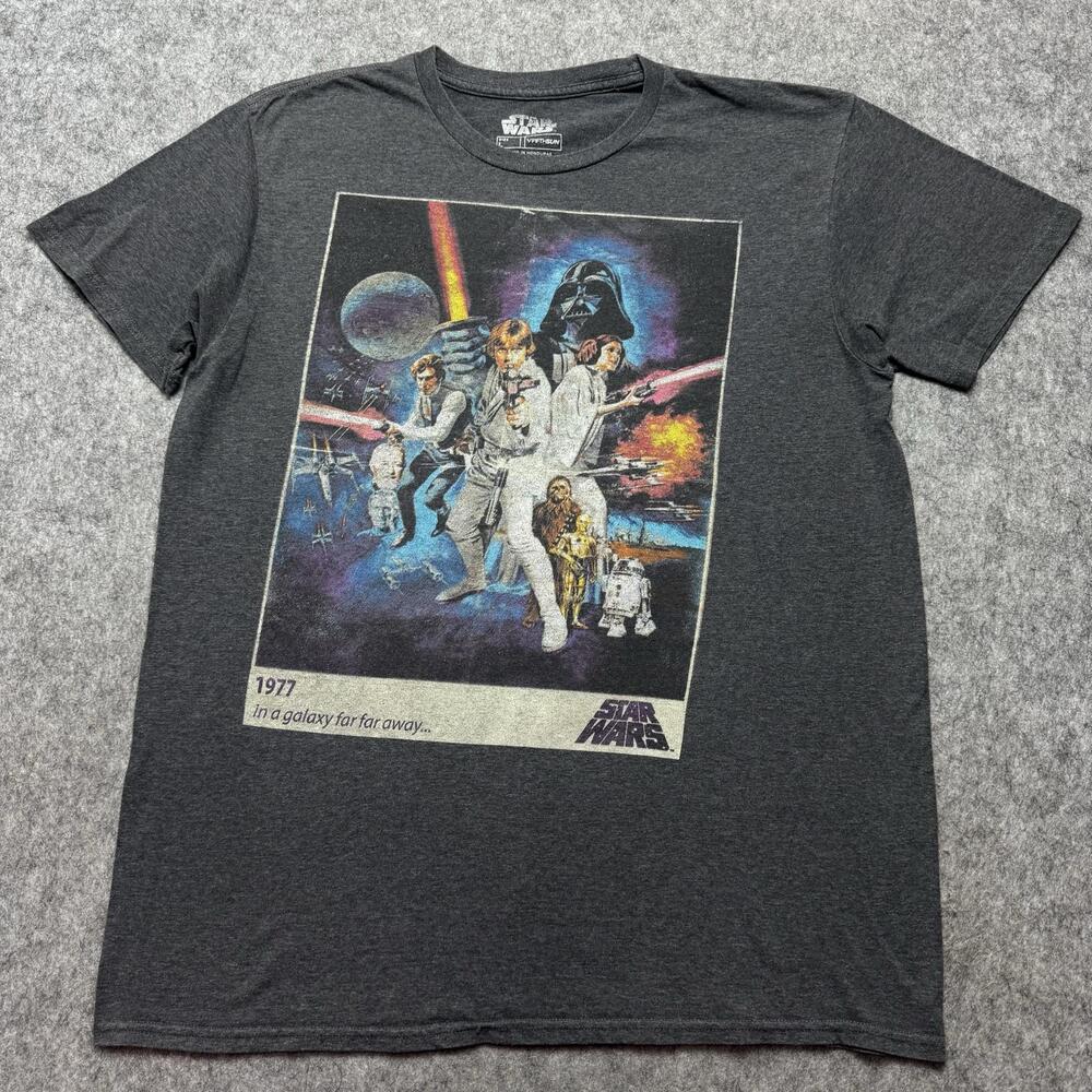 Star Wars Shirt Mens Large Gray 1977 In A Galaxy Far Far Away Graphic Tee